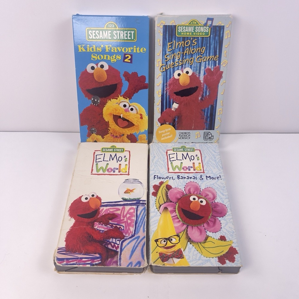 Sesame Street Elmo VHS Lot of 4 Kids Favorite Songs 2 Elmo's World Sing-Along